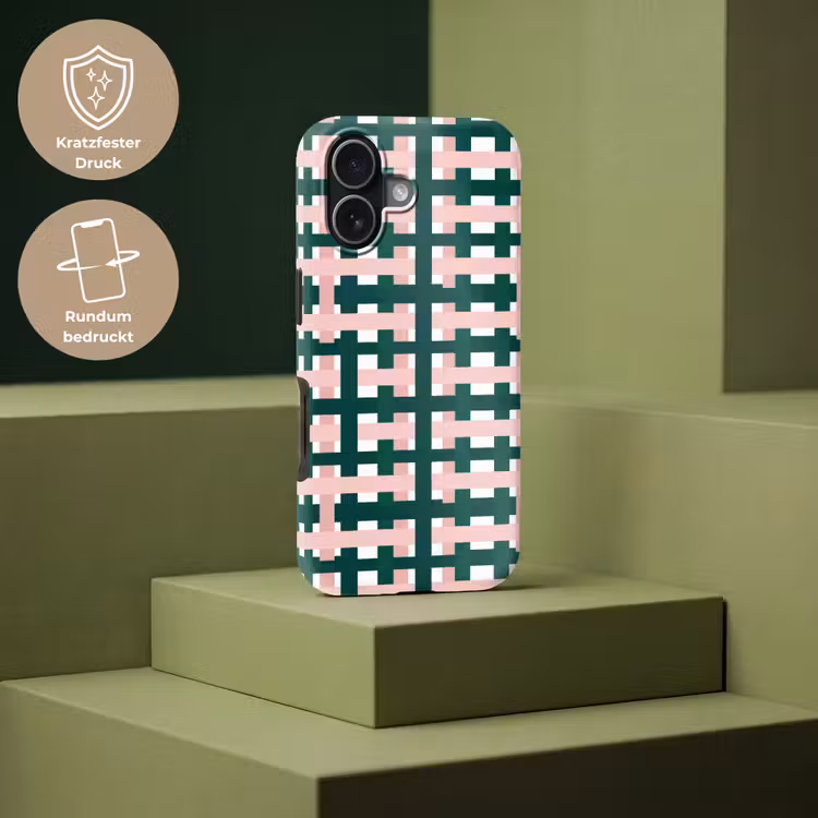 Vlechtpatroon - Groen - Roze - Grafisch Toughcase MagSafe Apple iPhone 17 klein 1017 -USP_PrintM_DE
