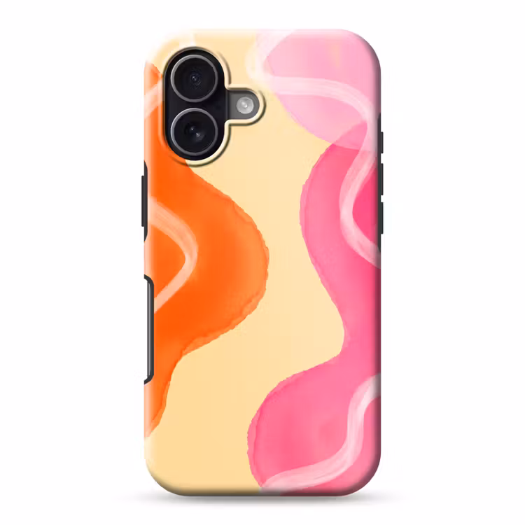 Abstract - Aquarel - Organisch - Oranje - Roze Toughcase MagSafe Apple iPhone 17 klein -3d