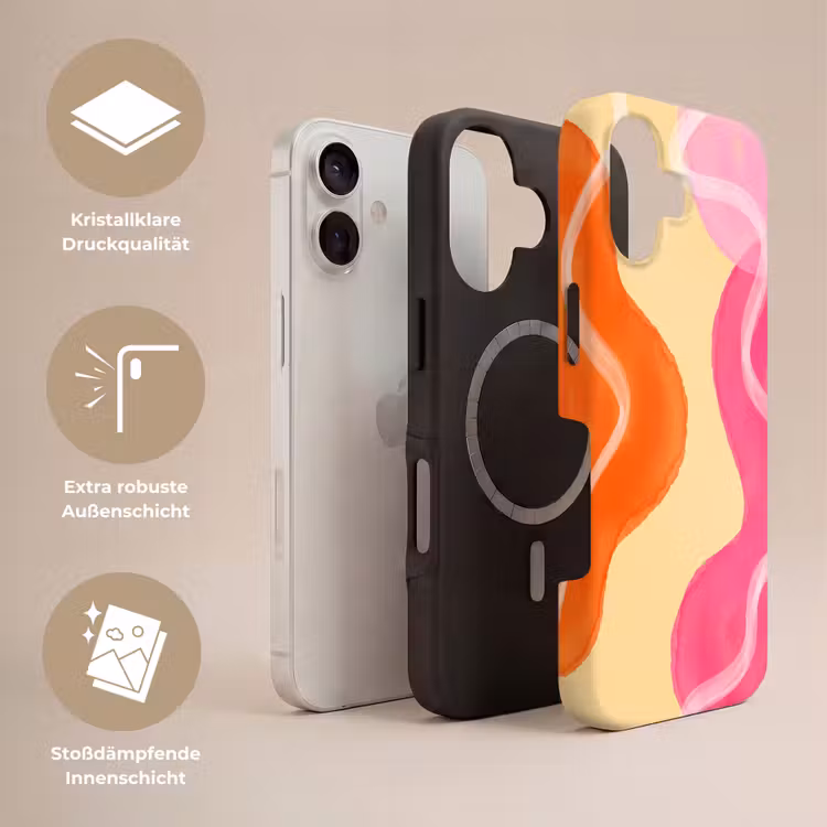 Abstract - Aquarel - Organisch - Oranje - Roze Toughcase MagSafe Apple iPhone 17 klein -USP_Lagen_DE