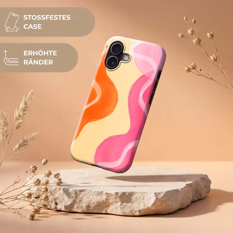 Abstract - Aquarel - Organisch - Oranje - Roze Toughcase MagSafe Apple iPhone 17 klein -USP_RandenV_DE