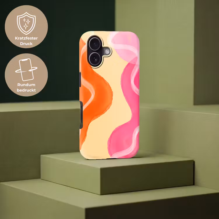 Abstract - Aquarel - Organisch - Oranje - Roze Toughcase MagSafe Apple iPhone 17 klein -USP_PrintM_DE