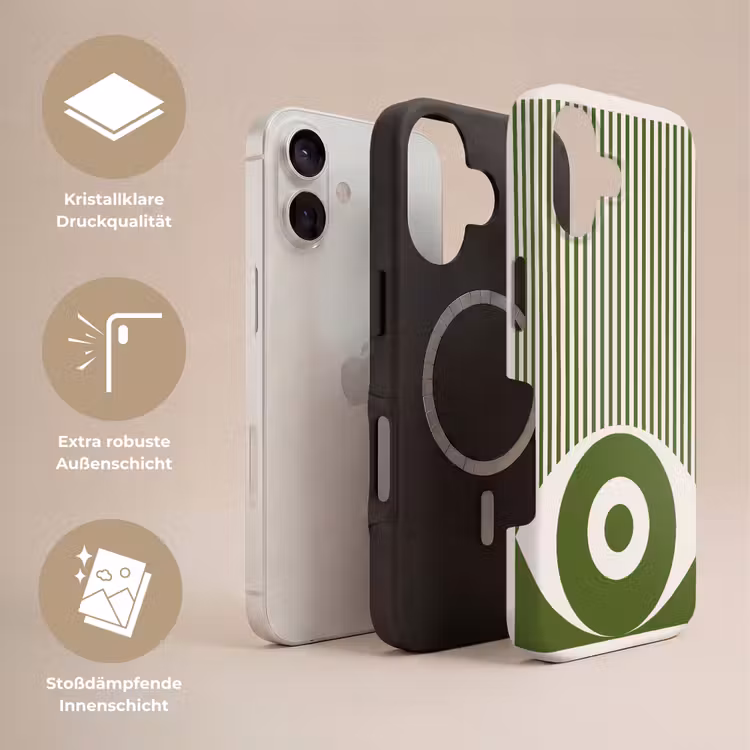 Abstract - Oog - Strepen - Modern - Groen Toughcase MagSafe Apple iPhone 17 klein -USP_Lagen_DE