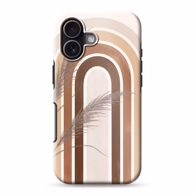 Abstract - Bogen - Plant - Boho - Beige Toughcase MagSafe Apple iPhone 17 klein -3d