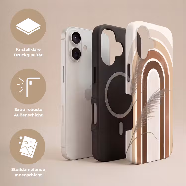 Abstract - Bogen - Plant - Boho - Beige Toughcase MagSafe Apple iPhone 17 klein -USP_Lagen_DE