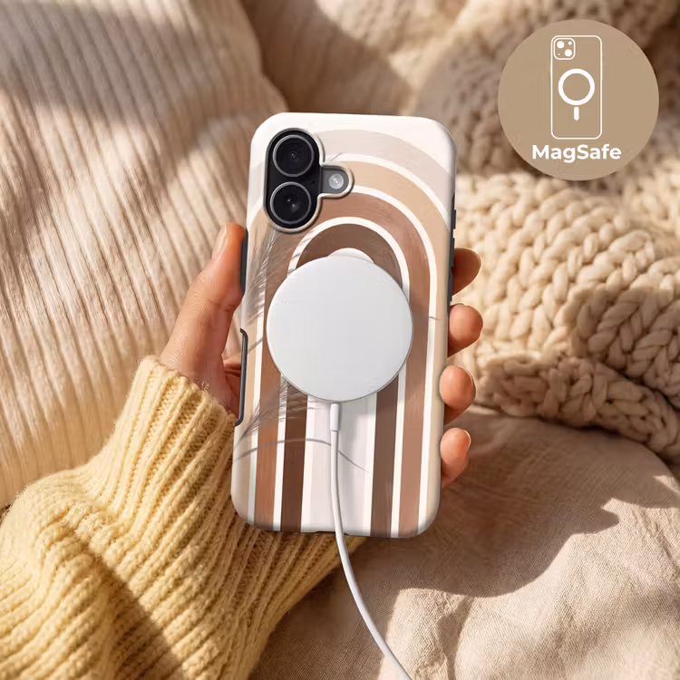 Abstract - Bogen - Plant - Boho - Beige Toughcase MagSafe Apple iPhone 17 klein -USP_MagsafeV