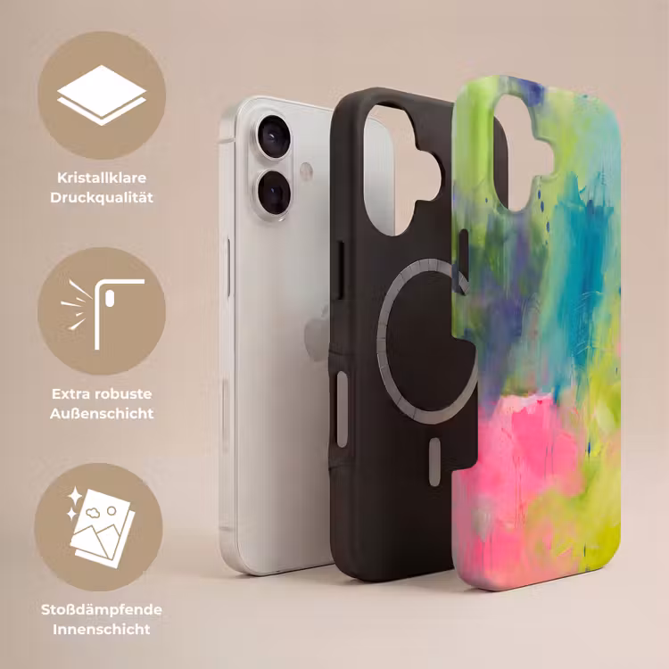 Abstract - Kleuren - Modern - Groen - Roze Toughcase MagSafe Apple iPhone 17 klein -USP_Lagen_DE