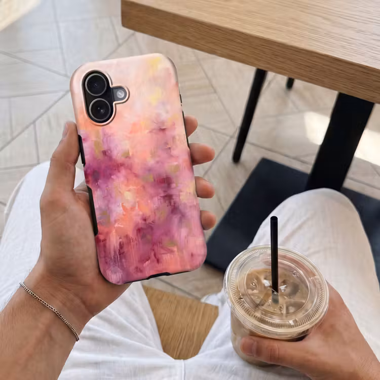 Abstract - Kleuren - Modern - Roze - Paars Toughcase MagSafe Apple iPhone 17 klein -Sfeer1M