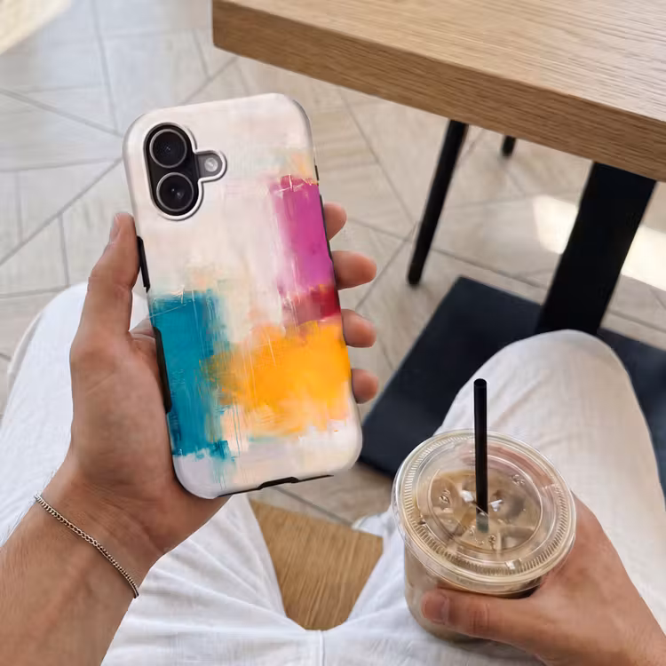 Abstract - Kleurrijk - Modern - Kunst - Oranje Toughcase MagSafe Apple iPhone 17 klein -Sfeer1M