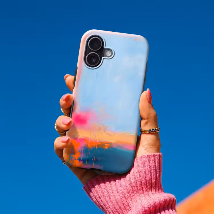Abstract - Kleurvlakken - Modern - Oranje - Blauw Toughcase MagSafe Apple iPhone 17 klein -Sfeer1V