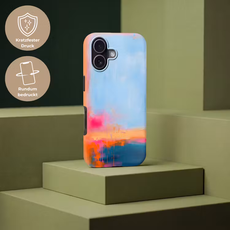 Abstract - Kleurvlakken - Modern - Oranje - Blauw Toughcase MagSafe Apple iPhone 17 klein -USP_PrintM_DE