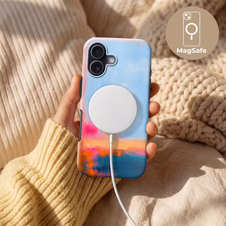 Abstract - Kleurvlakken - Modern - Oranje - Blauw Toughcase MagSafe Apple iPhone 17 klein -USP_MagsafeV