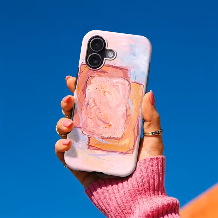 Abstract - Vormen - Modern - Roze Toughcase MagSafe Apple iPhone 17 klein -Sfeer1V