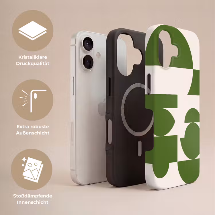 Abstract - Geometrie - Modern - Groen - Wit Toughcase MagSafe Apple iPhone 17 klein -USP_Lagen_DE