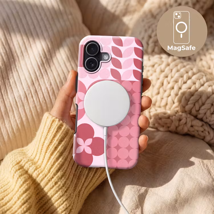 Abstract - Geometrisch - Patroon - Modern - Roze Toughcase MagSafe Apple iPhone 17 klein -USP_MagsafeV