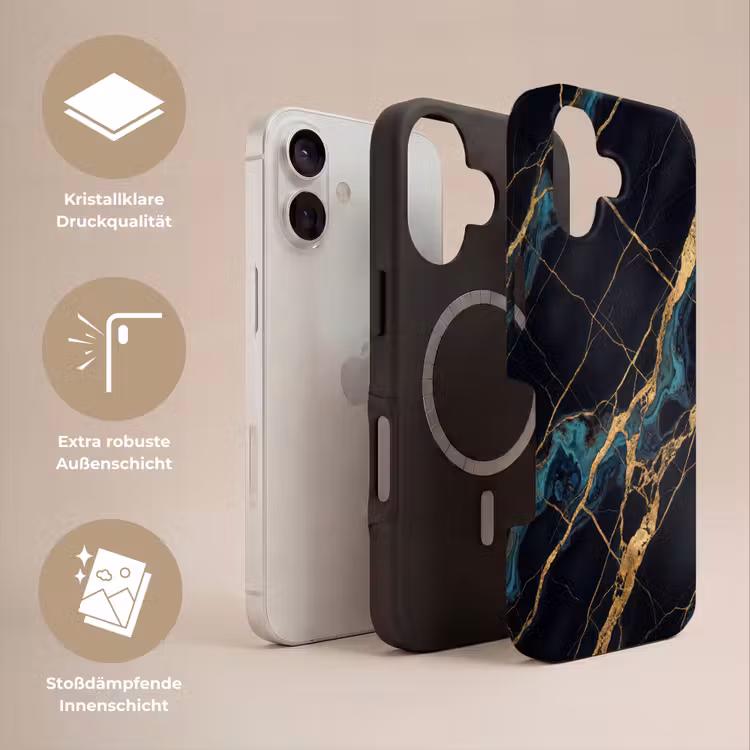 Abstract - Gouden lijnen - Kunst - Modern - Zwart Toughcase MagSafe Apple iPhone 17 klein -USP_Lagen_DE