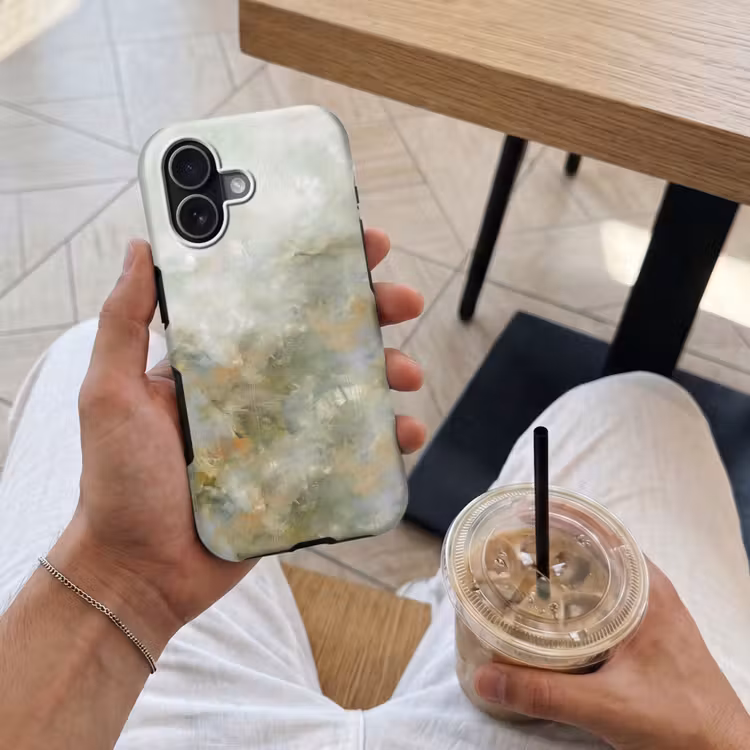 Abstract - Groen - Beige - Modern - Kunst Toughcase MagSafe Apple iPhone 17 klein -Sfeer1M