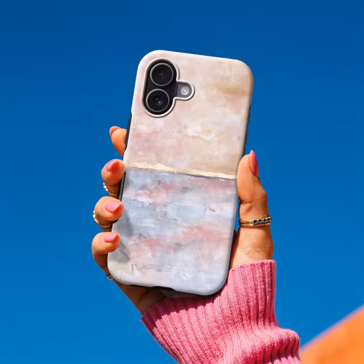 Abstract - Horizontaal - Kunst - Roze - Goud Toughcase MagSafe Apple iPhone 17 klein -Sfeer1V
