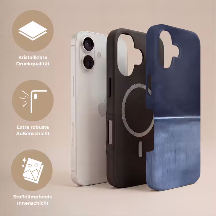 Abstract - Horizontale lijn - Minimalistisch - Donkerblauw - Kunst Toughcase MagSafe Apple iPhone 17 klein -USP_Lagen_DE