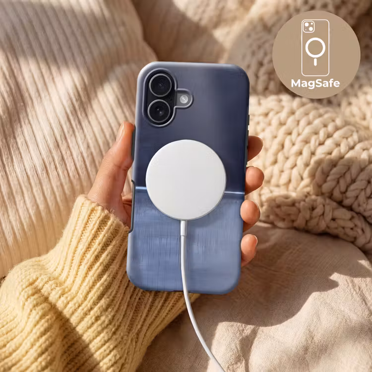 Abstract - Horizontale lijn - Minimalistisch - Donkerblauw - Kunst Toughcase MagSafe Apple iPhone 17 klein -USP_MagsafeV