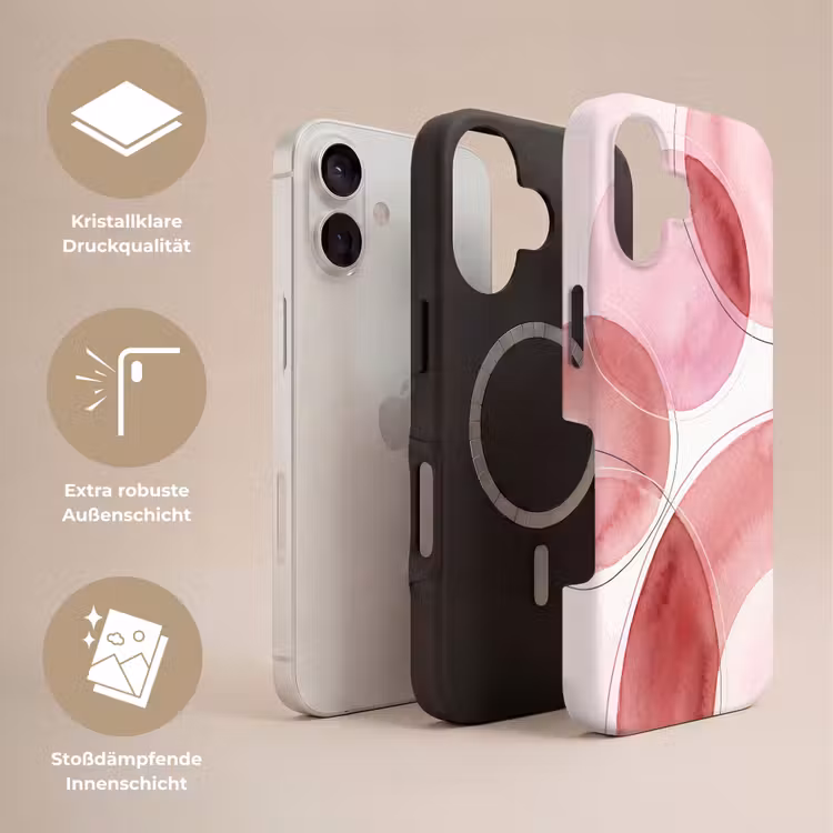 Abstract - Cirkels - Modern - Roze - Kunst Toughcase MagSafe Apple iPhone 17 klein -USP_Lagen_DE