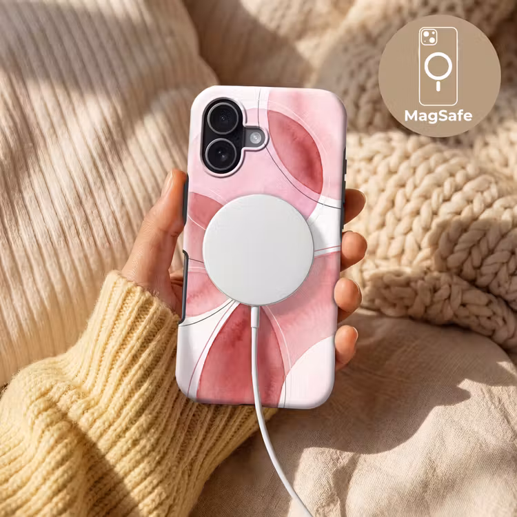 Abstract - Cirkels - Modern - Roze - Kunst Toughcase MagSafe Apple iPhone 17 klein -USP_MagsafeV