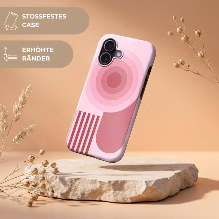 Abstract - Cirkels - Strepen - Modern - Roze Toughcase MagSafe Apple iPhone 17 klein -USP_RandenV_DE