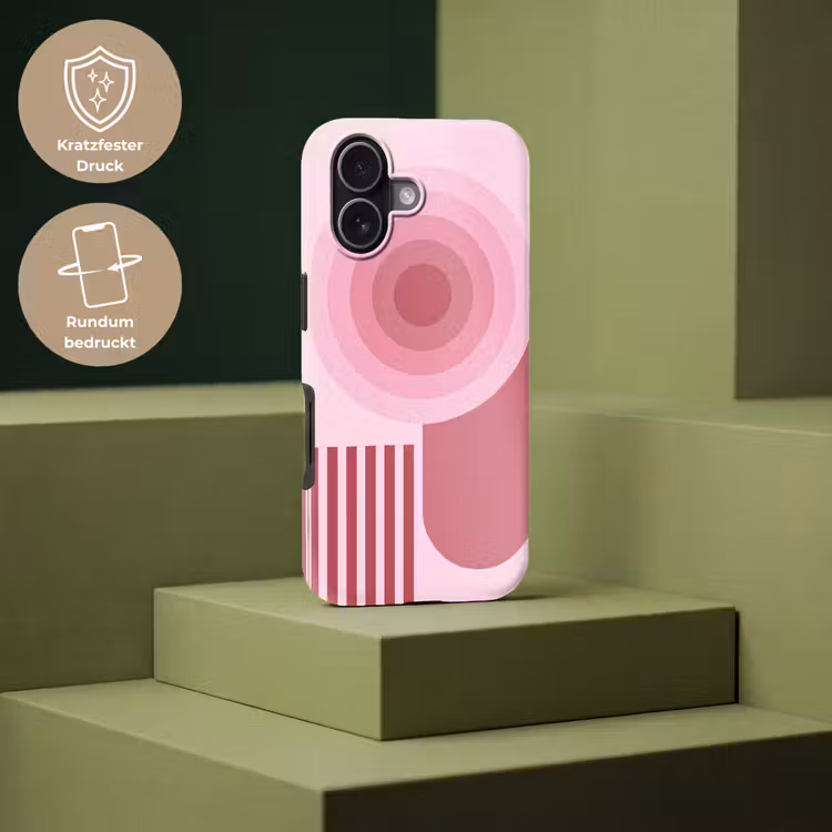 Abstract - Cirkels - Strepen - Modern - Roze Toughcase MagSafe Apple iPhone 17 klein -USP_PrintM_DE