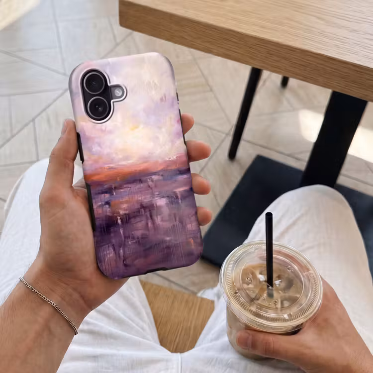 Abstract - Landschap - Modern - Paars - Oranje Toughcase MagSafe Apple iPhone 17 klein -Sfeer1M