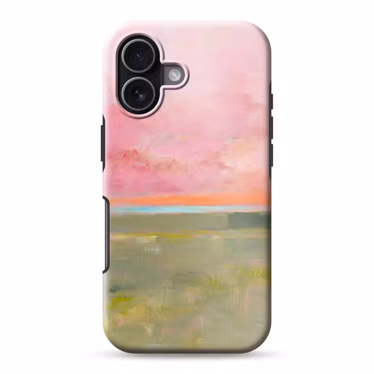 Abstract - Landschap - Modern - Roze - Oranje Toughcase MagSafe Apple iPhone 17 klein -3d