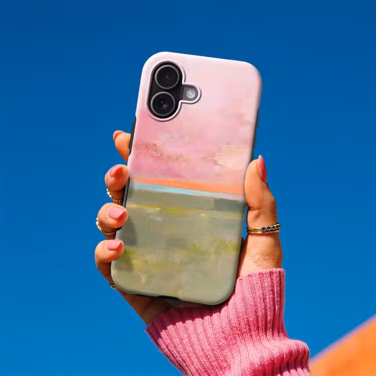 Abstract - Landschap - Modern - Roze - Oranje Toughcase MagSafe Apple iPhone 17 klein -Sfeer1V