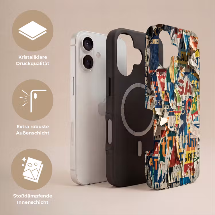 Abstract - Gelaagd papier - Urban - Modern - Kleurrijk Toughcase MagSafe Apple iPhone 17 klein -USP_Lagen_DE