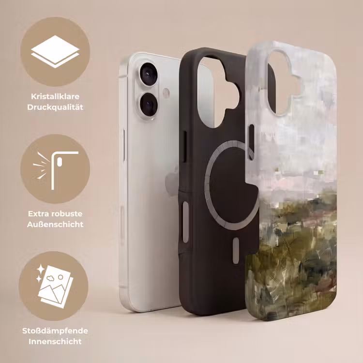 Abstract - Gelaagd - Kunst - Modern - Grijs-Groen Toughcase MagSafe Apple iPhone 17 klein -USP_Lagen_DE