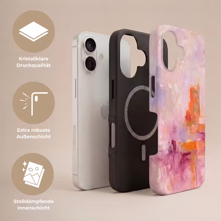 Abstract - Borstelstreken - Kunst - Paars - Goud Toughcase MagSafe Apple iPhone 17 klein -USP_Lagen_DE