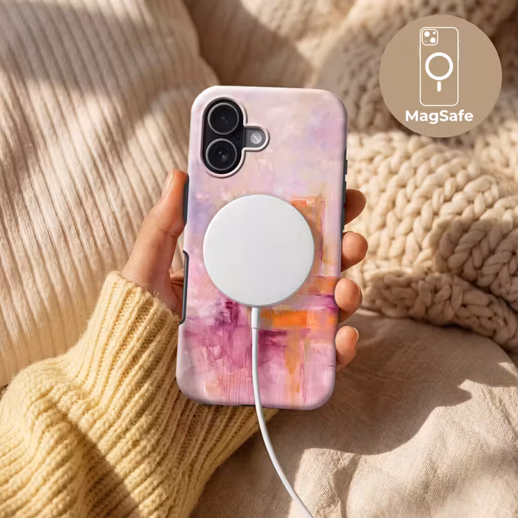 Abstract - Borstelstreken - Kunst - Paars - Goud Toughcase MagSafe Apple iPhone 17 klein -USP_MagsafeV