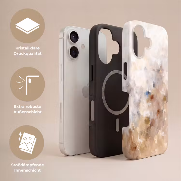 Abstract - Borstelstreken - Modern - Beige - Kunst Toughcase MagSafe Apple iPhone 17 klein -USP_Lagen_DE