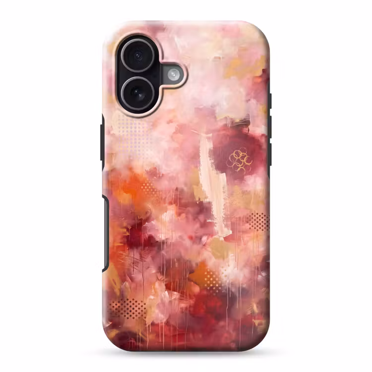 Abstract - Rood - Goud - Modern - Kunst Toughcase MagSafe Apple iPhone 17 klein -3d