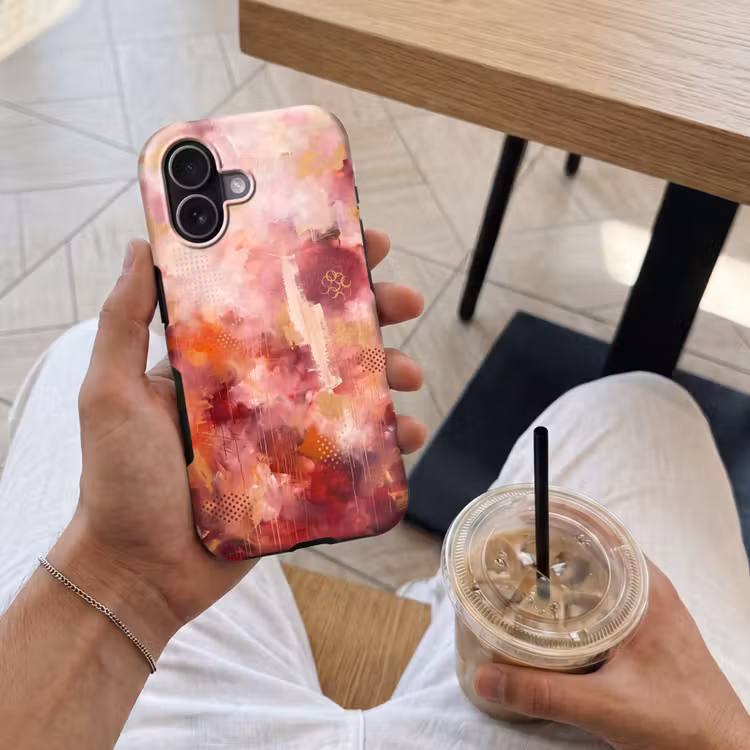 Abstract - Rood - Goud - Modern - Kunst Toughcase MagSafe Apple iPhone 17 klein -Sfeer1M