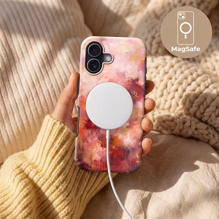 Abstract - Rood - Goud - Modern - Kunst Toughcase MagSafe Apple iPhone 17 klein -USP_MagsafeV