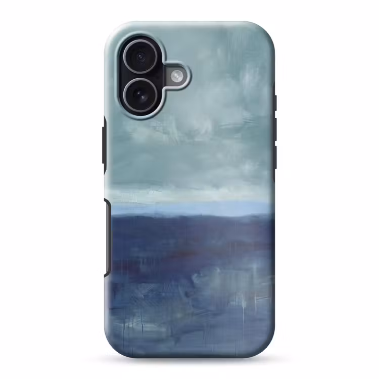 Abstract - Lagen - Rust - Modern - Blauw Toughcase MagSafe Apple iPhone 17 klein -3d