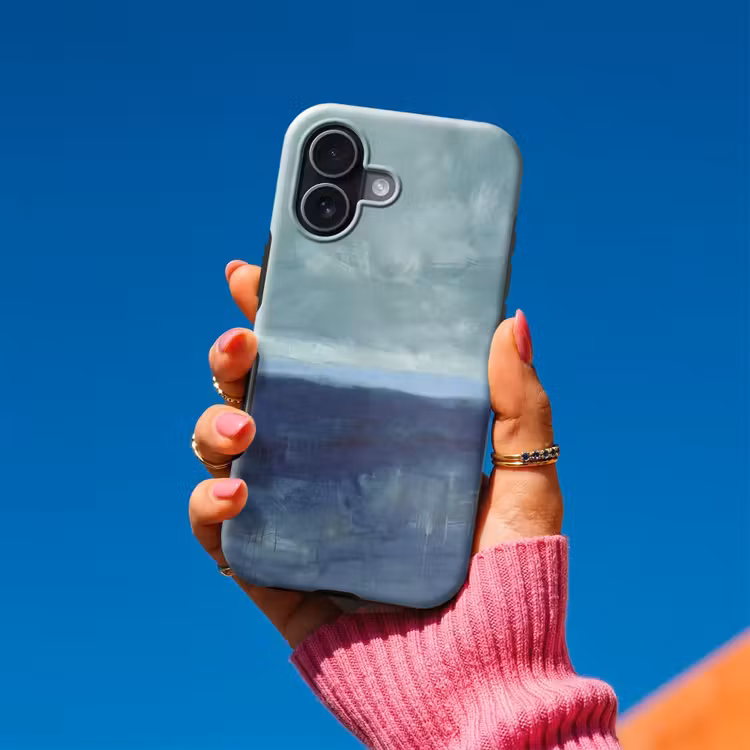 Abstract - Lagen - Rust - Modern - Blauw Toughcase MagSafe Apple iPhone 17 klein -Sfeer1V
