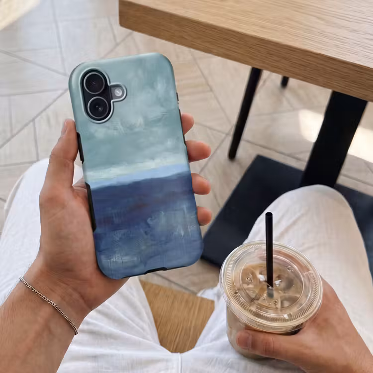 Abstract - Lagen - Rust - Modern - Blauw Toughcase MagSafe Apple iPhone 17 klein -Sfeer1M