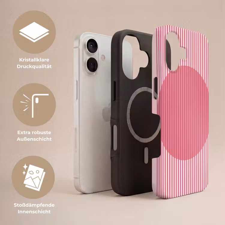 Abstract - Strepen - Ovaal - Roze - Modern Toughcase MagSafe Apple iPhone 17 klein -USP_Lagen_DE