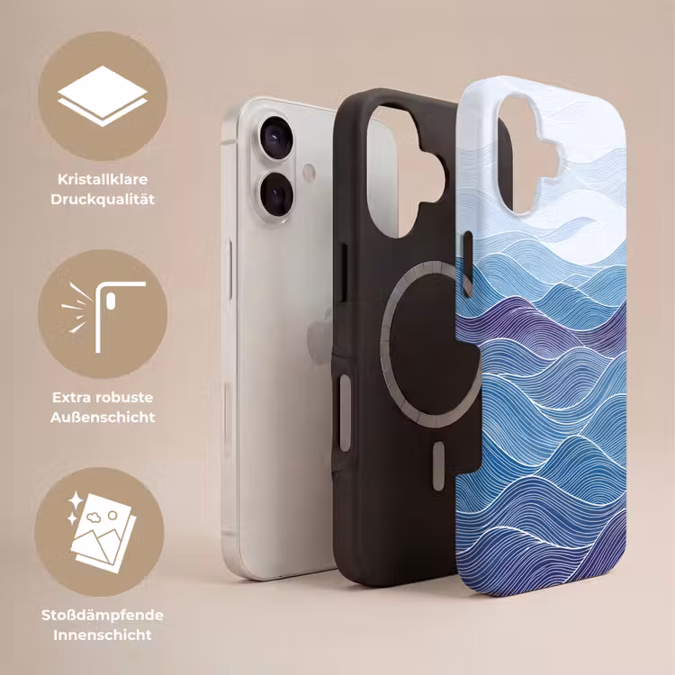 Abstract - Golven - Patroon - Blauw - Modern Toughcase MagSafe Apple iPhone 17 klein -USP_Lagen_DE