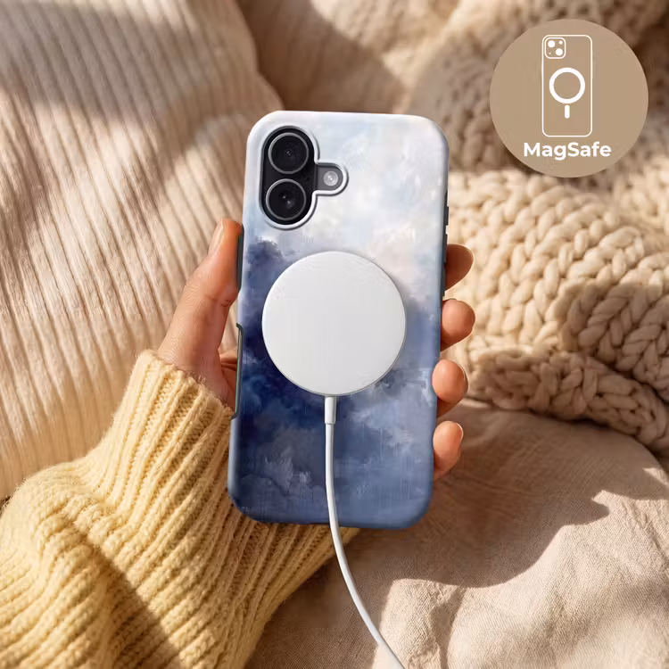 Abstract - Wolken - Modern - Blauw - Kunst Toughcase MagSafe Apple iPhone 17 klein -USP_MagsafeV