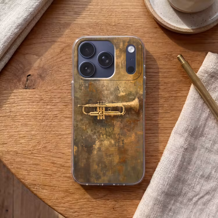 Trompet - Geel - Muzikaal Telefoonhoesje iPhone 17 Pro klein -sfeer1