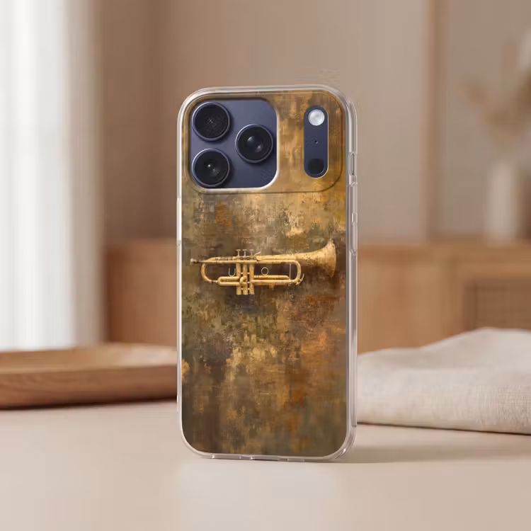 Trompet - Geel - Muzikaal Telefoonhoesje iPhone 17 Pro klein -sfeer2