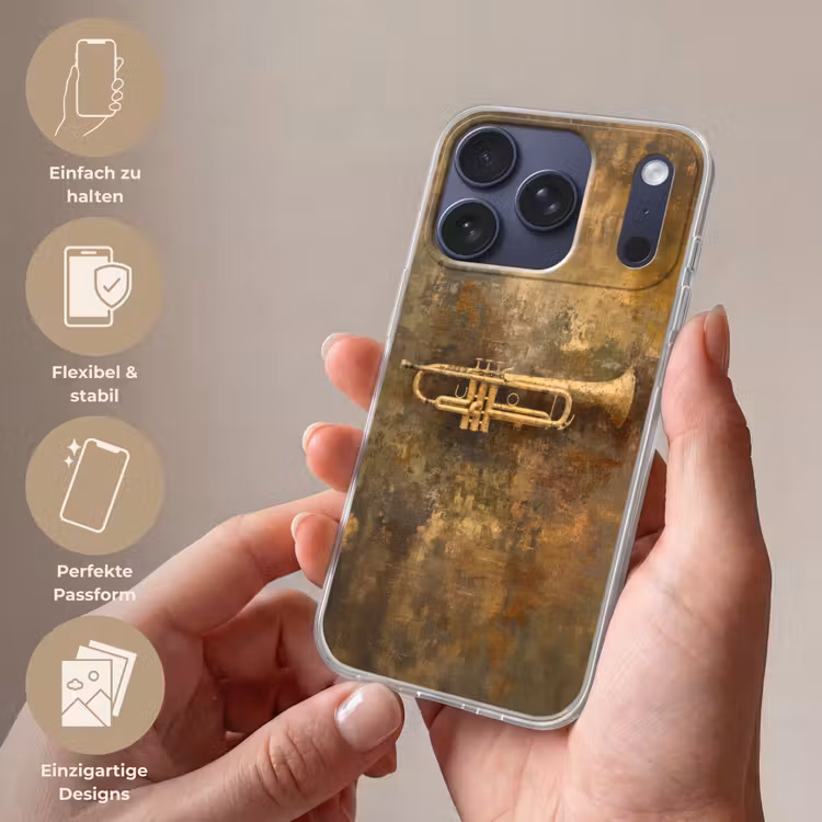 Trompet - Geel - Muzikaal Telefoonhoesje iPhone 17 Pro klein -sfeer3_DE