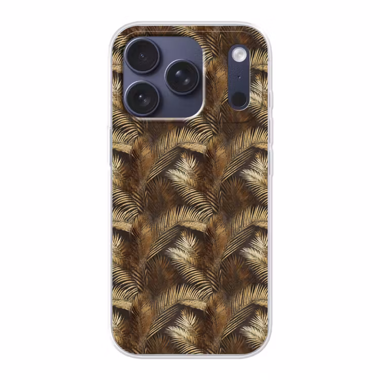Tropisch - Bladeren - Goud Telefoonhoesje iPhone 17 Pro klein 878 -3d