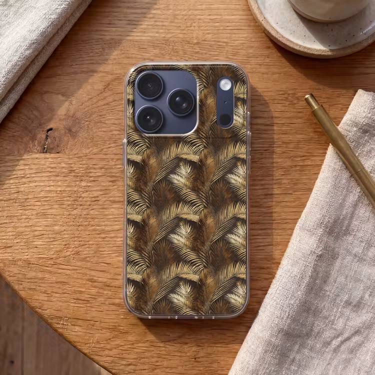Tropisch - Bladeren - Goud Telefoonhoesje iPhone 17 Pro klein 878 -sfeer1