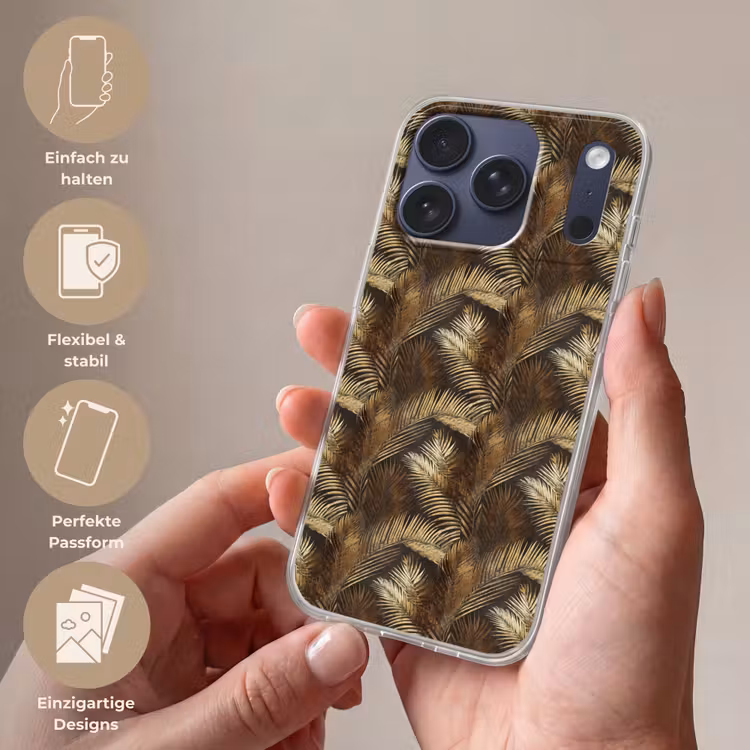 Tropisch - Bladeren - Goud Telefoonhoesje iPhone 17 Pro klein 878 -sfeer3_DE